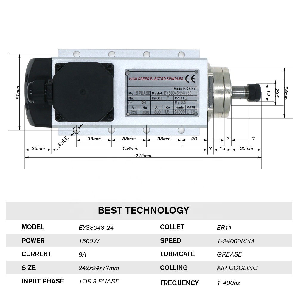 HLTNC 1.5kw Flash luchtgekoeld - Air Cooled 1.5Kw Spindle Motor Inverter 110V recensie en prijs